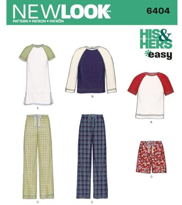 New Look Ladies & Mens Easy Sewing Pattern 6404 Pyjamas