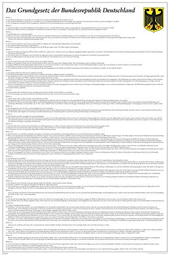 Educational - das Grundgesetz der Bundesrepublik Deutschland Poster - Grösse cm + Wechselrahmen, Shinsuke® Maxi MDF Buche, Acryl-Scheibe