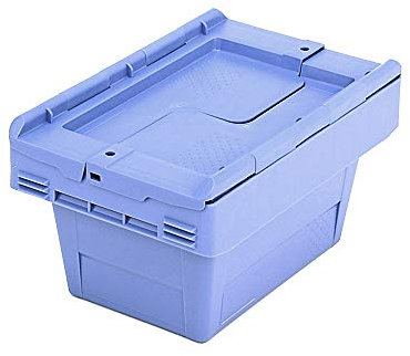 Bito 6-5017 Mehrwegbehälter MB mit anscharniertem zweiteiligem Klappdeckel, MBD32151, Inhaltsbelastung 15 kg, Plastik, taubenblau, 32 x 41 x 31 cm
