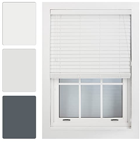 FURNISHED Window Venetian Blinds Faux Wood Venetian Blind 50mm Made to Measure, White Up To 240W x 150H cm