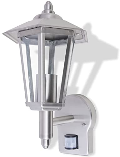 vidaXL Outdoor Uplight Wall Lantern with Sensor Stainless Steel