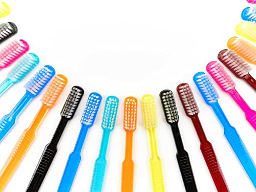 Dr. Bauer's Einmalzahnbürsten, einzeln verpackt, mit Zahnpasta auf der Bürste, 4-reihigem Bürstenkopf, ideal für unterwegs, Reise oder Zahnarzt Praxis (blau-grün-rot-pink, 100er Pack)