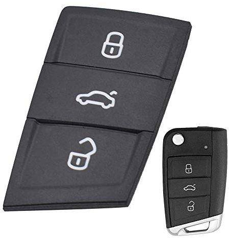 XUKEY 3 Tasten Autoschlüssel Case Haut für Polo Golf 7 MK7 Tiguan Octavia Kodiaq Karoq Fabia Ateca Leon Ibiza 2016 2017 2018 2019 Pad Gummi Reparatur Schlüsselanhänger