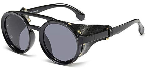 SHEEN KELLY Gothic Motorrad Sonnenbrille - Vintage Runde Wrap Side Shield Retro Steampunk für Männer und Frauen