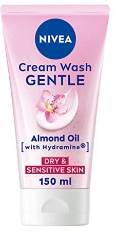 NIVEA Gentle Face Cream Wash (150ml), Face Cleanser with Almond Oil and Hydramine Gently Cleanses for Smooth, Healthy Skin, Face Wash for Dry and Sensitive Skin