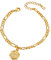 FOCALOOK Pendentif Initial Plaqué Or Femme Bracelet de Cheville Lettre V Doré - Chaîne Figrao 3 en 1