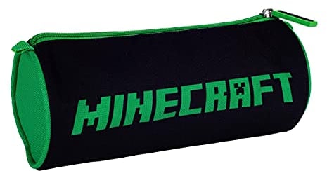 Round Pencil case MINECRAFT, Black/Green