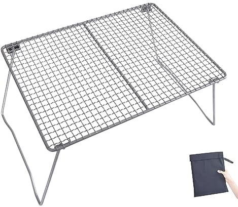 iBasingo Lagerfeuer Titan Grill Klappbare Outdoor BBQ Klein Camping Grill Leichtes Holzkohle Holzkohlegrills Backpacking Picknick Tisch Topfhalterung Garden Fleisch Lebensmittel Kochen Kit Ti2024C