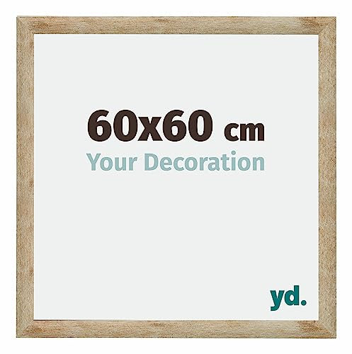yd. Your Decoration - Cadre 60x60 cm - Cadres Photo en MDF Avec Verre acrylique - Anti-Reflet - Or - Cadre Decoration Murale - Catania