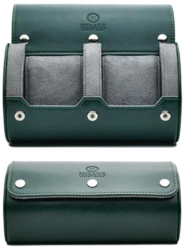 Watch Roll Travel Case for Men - 2 Watch Case - Storage Organizer and Display - Royal Green - Mirage Watch Roll Case