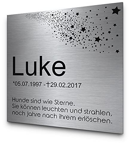 Gestalte Deine Gedenktafel für Menschen einfach selbst | Riesen Auswahl an Motiven | Edelstahl Tafel für den Garten | Innen- & Aussenbereich | Grabschmuck für Deine Lieblings Menschen mit schönen Text