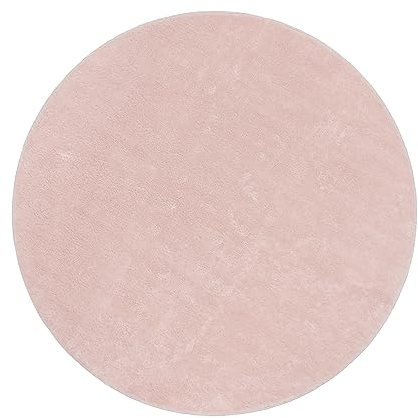 Paco Home Tappeto Salotto Pelo Corto Rotondo Moderno Morbido Lavabile Monocolore, Dimensione:Ø 120 cm tondo, Colore:Rosa
