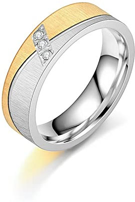 Banemi Ring Daumen Damen, Kleiner Finger Ring Damen Edelstahl 6mm Schrägstrich-Paar Damen Eheringe Größe 67 (21.3)