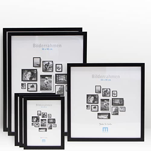 6 tlg. Foto Bilderrahmen-Set in Schwarz in verschiedenen, unterschiedlichen Größen. Für Fotowände & Bilderwände mit schwarzen Bilderrahmen, Hochformat & Querformat geeignet. Von 15x20cm bis 30x40cm.