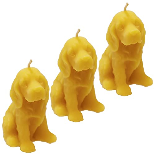 3 Kerzen in Form eines Hundes - handgegossen - aus reinem Bienenwachs