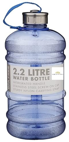 BargainsMania Water Bottle Jug Strong Durable Gym Workout Hydration Bottle 2.2L Blue/BPA Free/Plastic Drinking Bottle With Leak Proof Cap