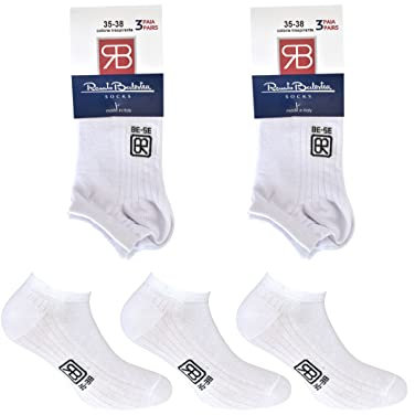 Renato Balestra 6 PAIA calze invisibili minicalze fantasmini sneackers Unisex Uomo e donna in cotone pettinato elasticizzato con tramatura traspirante made in Italy RB5000 Bianco 35-38