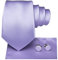 Hi-Tie Herren Krawatte Schwarz Paisley/Plaid/Streifen/Einfarbig Krawatten Set Einstecktuch Manschettenknöpfe Business Formal Hochzeit Meeting Geschenkbox,light purple solid
