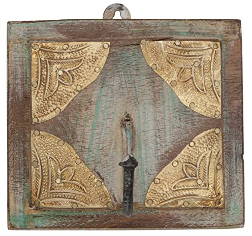 GURU SHOP Garderobenhaken, Holz Kleiderhaken im Kolonialstil - Design 1, 10x10x2 cm