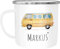SpecialMe® Emaille-Tasse Camping Bus Camper personalisierter Emaillbecher mit Namen persönliche Geschenke emaille-weiß-silber standard