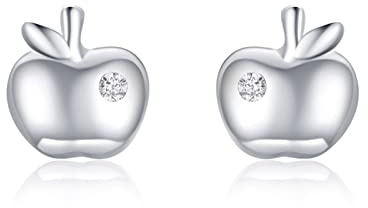 Ohrstecker 925 Silber, Ohrringe Nickelfrei Apfel mit Zirkonia Ohrringe Damen Geschenke Geburtstag und Valentinstag