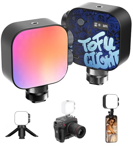 PHOTOOLEX Portable LED light, Tofu set Camera Light 360° Full-Color Photography Lights 2500-9900K with 2000mah Rechargeable Battery, RGB Video Light for DSLR Camera Vlog Youtube TikTok Live Streaming