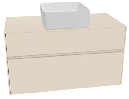Villeroy & Boch Collaro Waschbeckenunterschrank 1000x548x500 mm, 2 Auszüge, für Waschbecken mittig, C03800, Farbe: Front/Korpus: Glossy Grey, Griff: Anthracite Matt