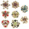 PandaHall 8 Stile Vintage Blumenbroschen Kristall-Strass-Broschen Antikes Vergoldetes Legierungsabzeichen Bunte Blumen-Broschen Für Damen Kleidung Rucksäcke Heimdekoration Partys