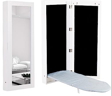 CURBX Meuble À Repasser | Armoire Planche À Repasser,Planche À Repasser Pliable,avec Planche À Repasser,Planche À Repasser Pliable pour Meuble,Facile À Ranger,Non Réglable en Hauteur,Blanc