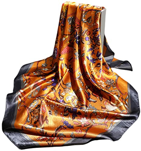 FAIRYGATE Seidentuch 90x90 Kopftuch Seidentuch Halstuch für Damen 90x90cm Große Elegante Schals Tuch für Frauen Satin Bandana Mädchen Headscarf Haarschmuck DA2519