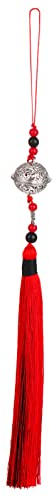 sourcing map 1Stk Anhänger mit Quasten Rot Schwarz Klassisch Glocken Quaste Anhänger 31cm/12.2 DIY Handwerk Haus Fransen Riemen Hängen Dekoration