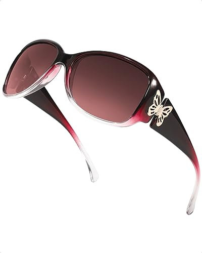 SIPHEW Trendige polarisierte Sonnenbrille für Damen, übergroßer Retro-Rahmen, modische Schmetterlings-Akzente, UV400-Schutz