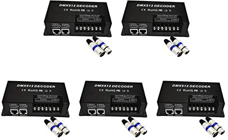 VENEKA 5X 4 Channel DMX Decoder RGBW PWM DMX512 Dimmer Driver RGBW Light Controller Input 12V-24V DC