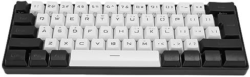 60% Mini RGB Keyboard, 61 Keys LED Backlight Ergonomic Mechanical Feeling Wired Gaming Keyboard for Office Business Gaming (White)