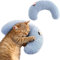 DENTRUN Hundekissen Kleine Hunde Plüschtier Katze Kuscheltier Katzenminze Kissen Katze Katzenminze Spielzeug Kitten Katzenkissen Flauschig Katzen Bettchen Weiches U-Förmiges Kissen für Hunde(Blau)