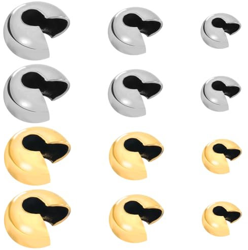 SUNNYCLUE 1 boîte 120 pièces Cache-Perles à Écraser Cache-Perles à Écraser 304 perles à Écraser en Acier Inoxydable Or Argent Demi-Rond Couvercles Ouverts Perles pour la Fabrication de Bijoux Accessoi