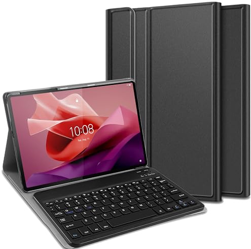 Cazy Tablet-Hülle mit Tastatur geeignet für Lenovo Tab P12 - QWERTY Bluetooth Tastatur-Hülle - Schwarz