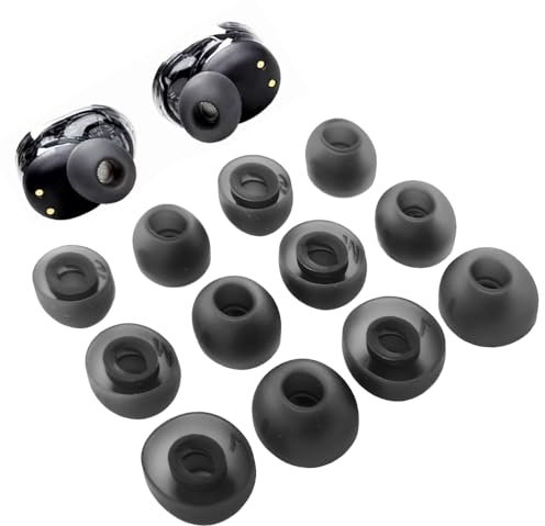 TENNMAK 12 almohadillas de repuesto para auriculares JBL Tune Buds/Tune Buds, 6 pares (negro)