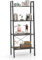CASART 4/6-Tier Industrial Ladder Bookshelf, Freestanding Metal Frame Storage Rack, Wooden Display Bookcase Organiser Shelves for Living Room Bedroom Office (Dark Grey, 4-Tier: 56 x 32 x 138 cm)