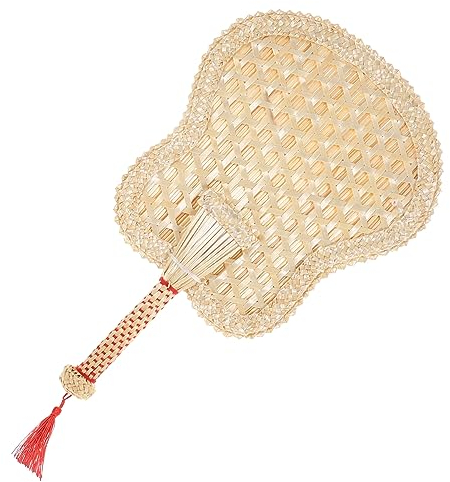 OUNONA Strohgeflochtener Vintage Handfächer im Chinesischen Stil, Beige