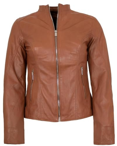 Jilani - Damen Echtleder Lederjacke Lammnappa Cognac