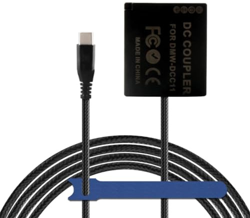 Camaisa Geflechtkabel TYPE-C zu DMW-DCC11 DC-Koppler BLG10 BLE9 Dummy-Akku für Panasonic DMC-GF5 GF6 GX80 GX85 LX100K GX7 GX9 TZ80 ZS60 TZ85 G100