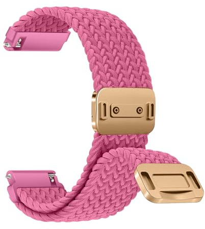 ZoRoll Nylon 22mm Armband für Amazfit Active Max/Balance/Bip 6/GTR/Cheetah | Magnetischem Nylon Ersatzarmband Uhrenarmband für Garmin Forerunner 265/255/570 47mm/Venu 4 45mm/3 - Leuchtend Rosa