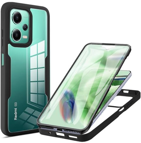 ILING Transparent Coque pour Xiaomi Redmi Note 12 Pro 5G / POCO X5 Pro 5G, 360° Intégrale Protection Mode Très Mince Antichoc Étui avec L'écran Intégré, Dur PC + Silicone TPU Bumper Housse (Noir)