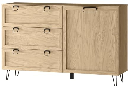 Feldmann Preiswert Wohnen Schubladenkommode Limbo Sideboard 140x42x89cm Eiche Artisan teilmassiv 1-türig