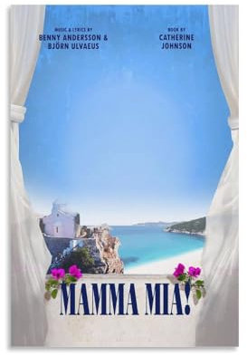 Filmposter Mamma Mia im Vintage-Stil, Leinwandposter, Wandkunst, Dekor, Wohnzimmer, Schlafzimmer, Dekoration, Poster, 20 x 30 cm, ungerahmter Stil