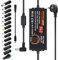 9~36V 4A 144W Adaptateur Alimentation Réglable, Adaptateur Secteur Universel Convertisseur, 100V-240V AC à DC 4A avec 14 Connecteurs, pour électroniques Ménagers 9V~36V et la Bande LED, 4000mA Max
