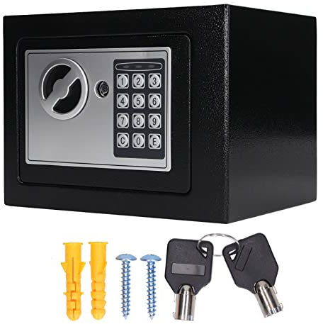 NDNCZDHC Mini coffre-fort avec clés, caisse domestique en acier inoxydable avec serrure, petit coffre-fort pour maison, bureau, usine