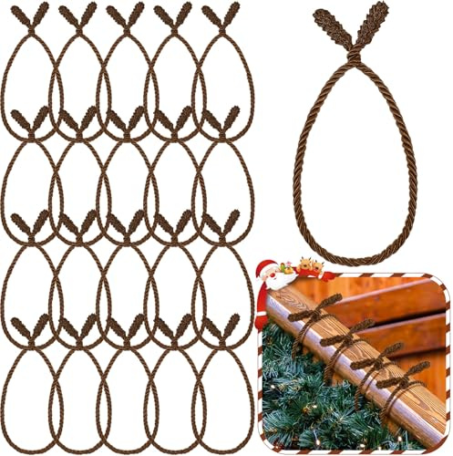 Zhengmy 20 lazos de guirnalda de Navidad extralargos de 25 pulgadas, lazos decorativos de Navidad para barandilla, reutilizables, flexibles, para decoración del hogar, envoltura de manualidades de