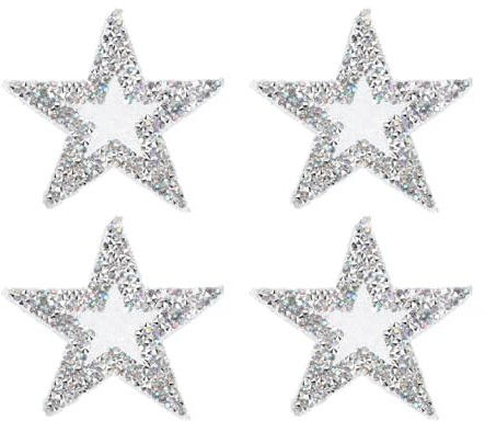 PATIKIL 4 Pcs Star Shape Sew/Iron on Applique Patches, AB Colorful Rhinestone Applique Glitter Crystal Patches for Shoes Clothes Pants Bags Hats Shirts DIY Crafts